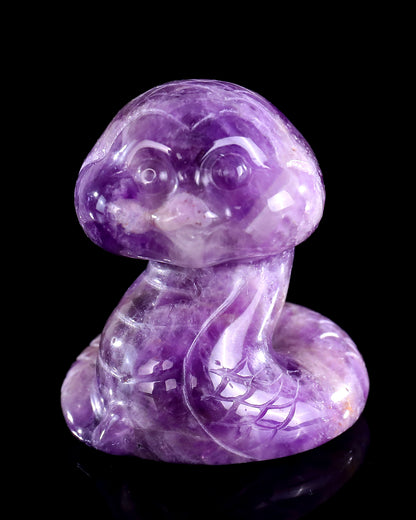 2.4" Amethyst Hand Carved Crystal Baby Snake Sculpture