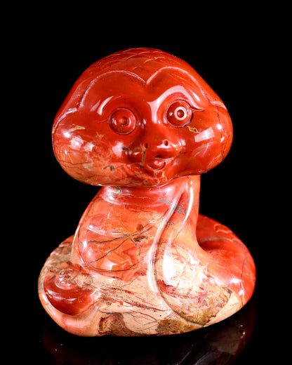2.9" Red Jasper Hand Carved Crystal Baby Snake Sculpture