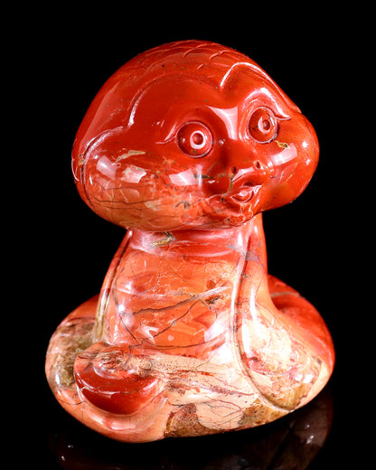 2.9" Red Jasper Hand Carved Crystal Baby Snake Sculpture