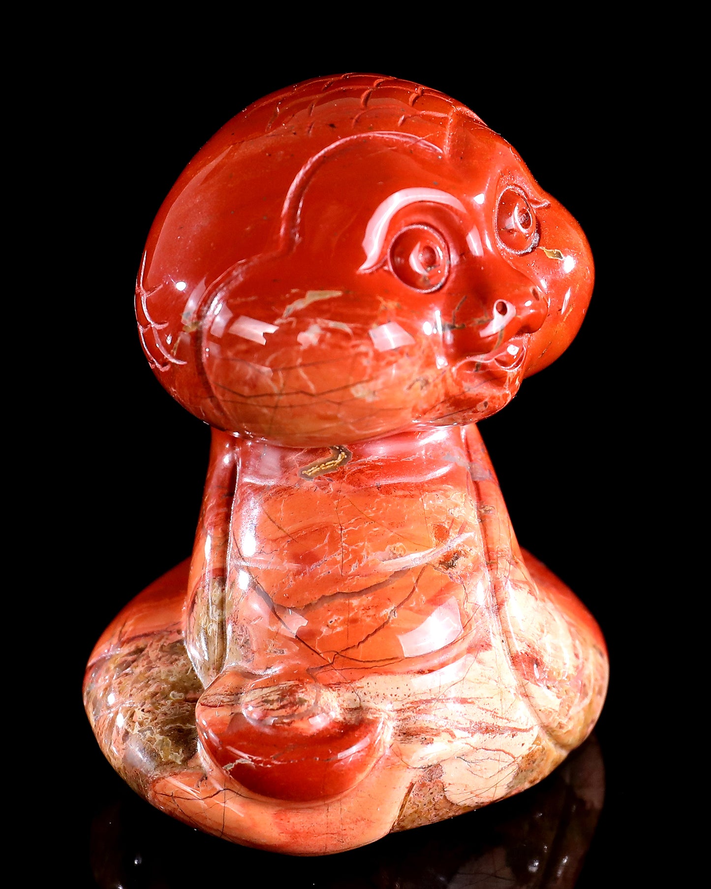 2.9" Red Jasper Hand Carved Crystal Baby Snake Sculpture