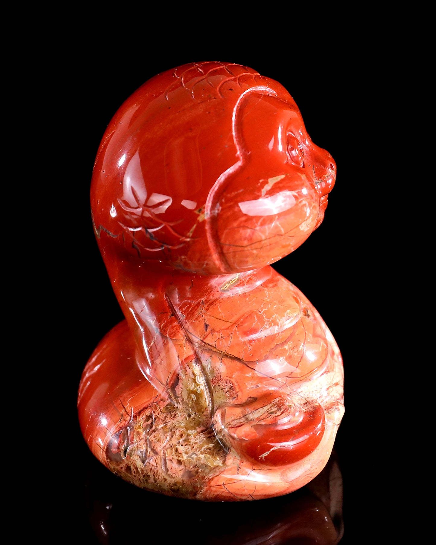 2.9" Red Jasper Hand Carved Crystal Baby Snake Sculpture