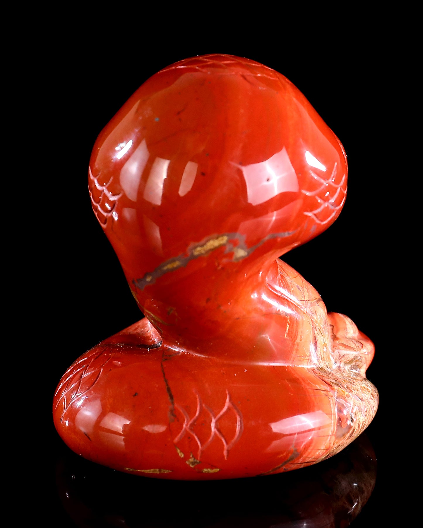 2.9" Red Jasper Hand Carved Crystal Baby Snake Sculpture