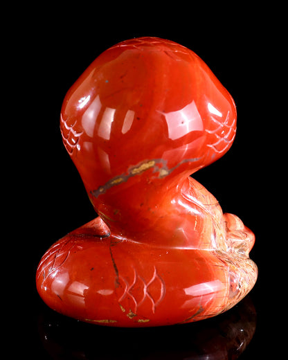 2.9" Red Jasper Hand Carved Crystal Baby Snake Sculpture
