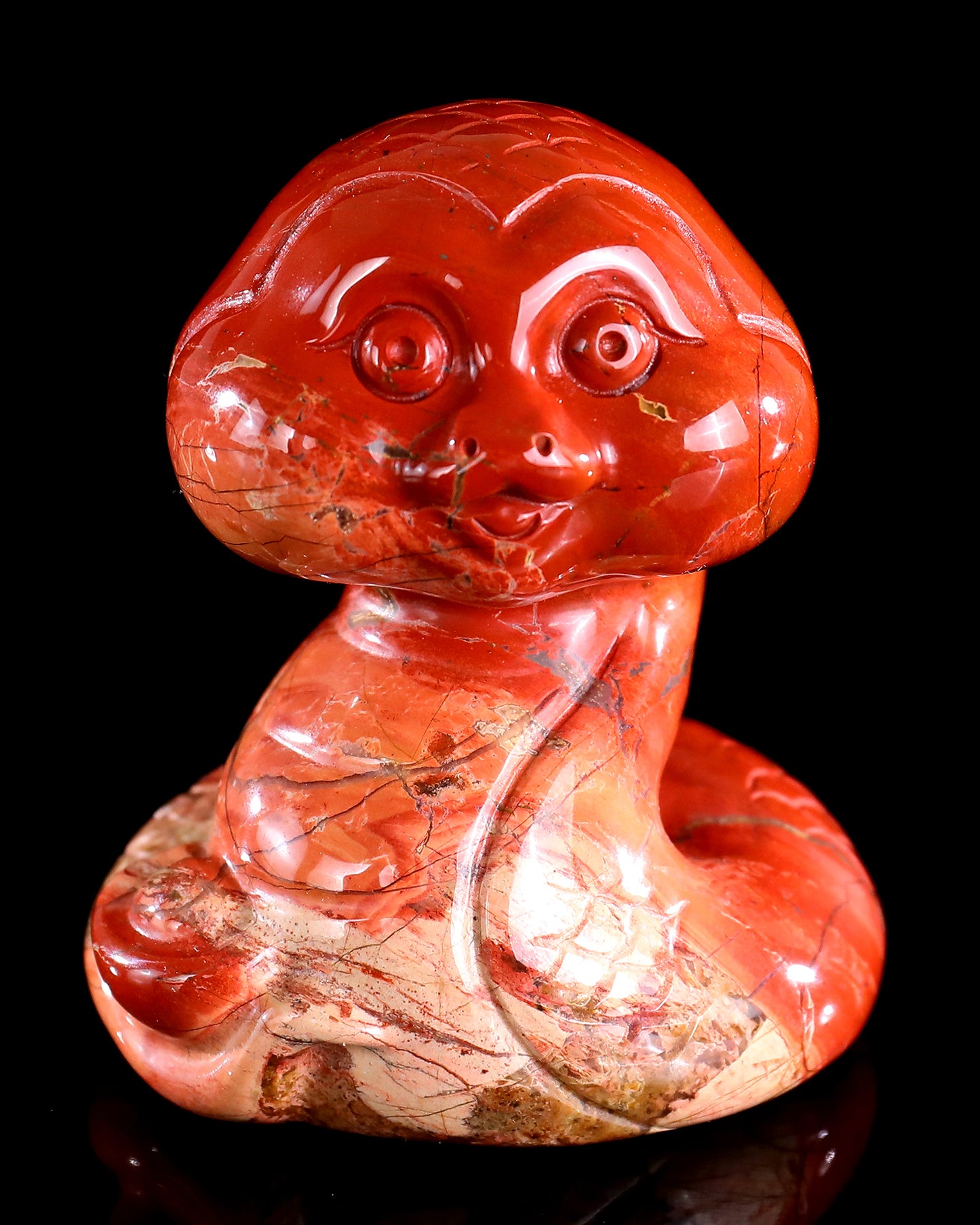 2.9" Red Jasper Hand Carved Crystal Baby Snake Sculpture