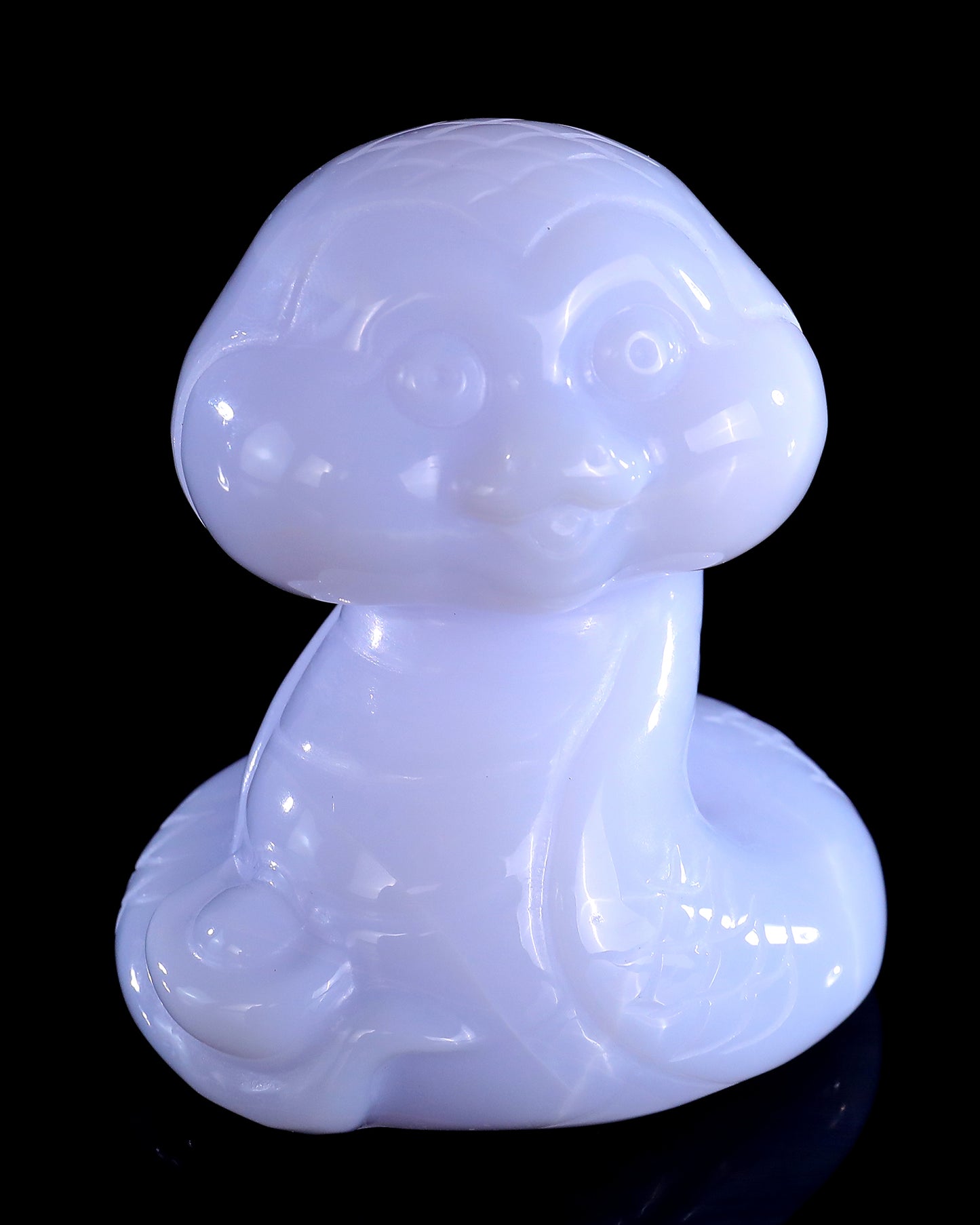 2.9" Blue Chalcedony Hand Carved Crystal Baby Snake Sculpture