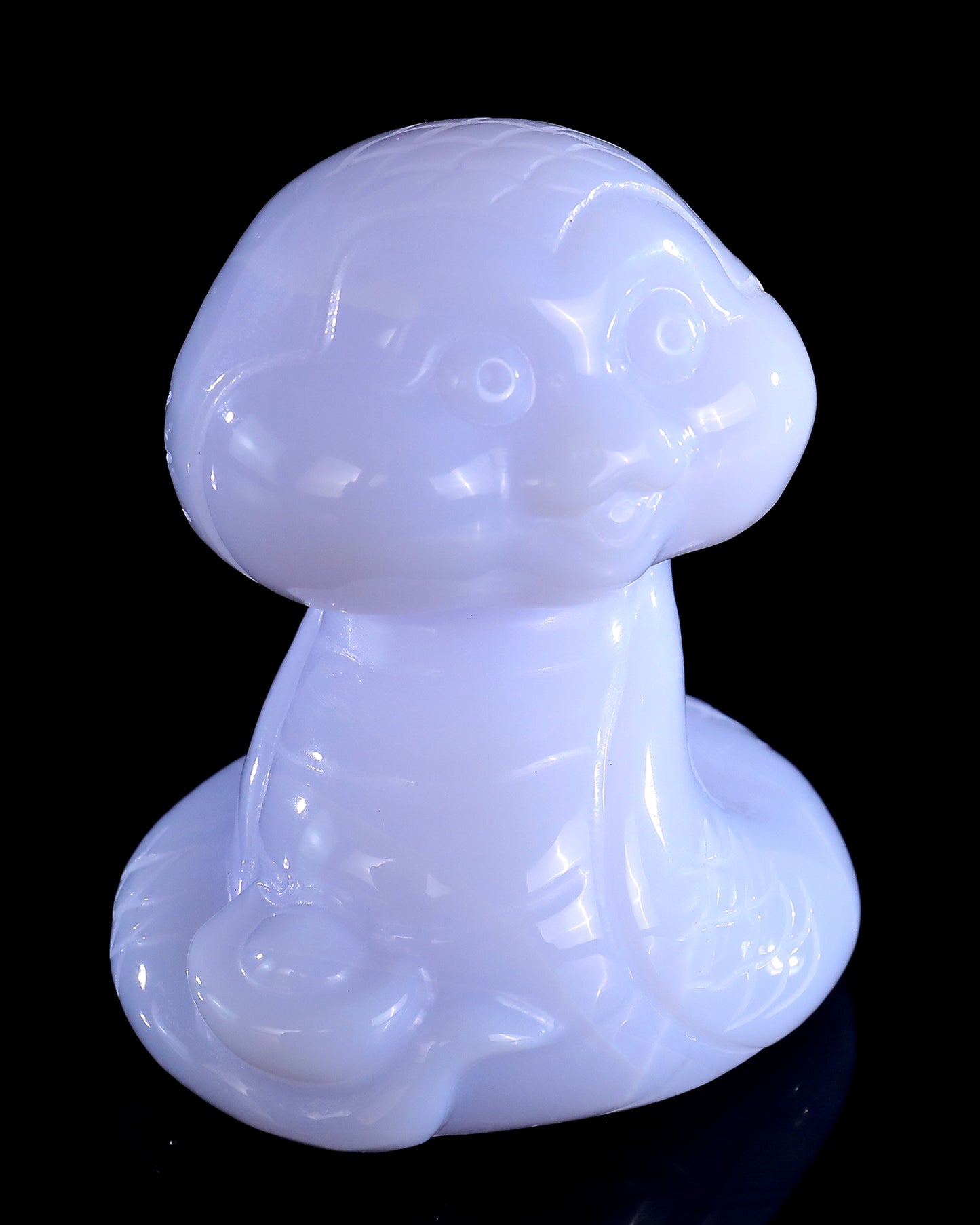 2.9" Blue Chalcedony Hand Carved Crystal Baby Snake Sculpture