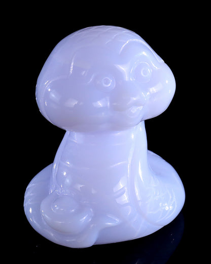 2.9" Blue Chalcedony Hand Carved Crystal Baby Snake Sculpture