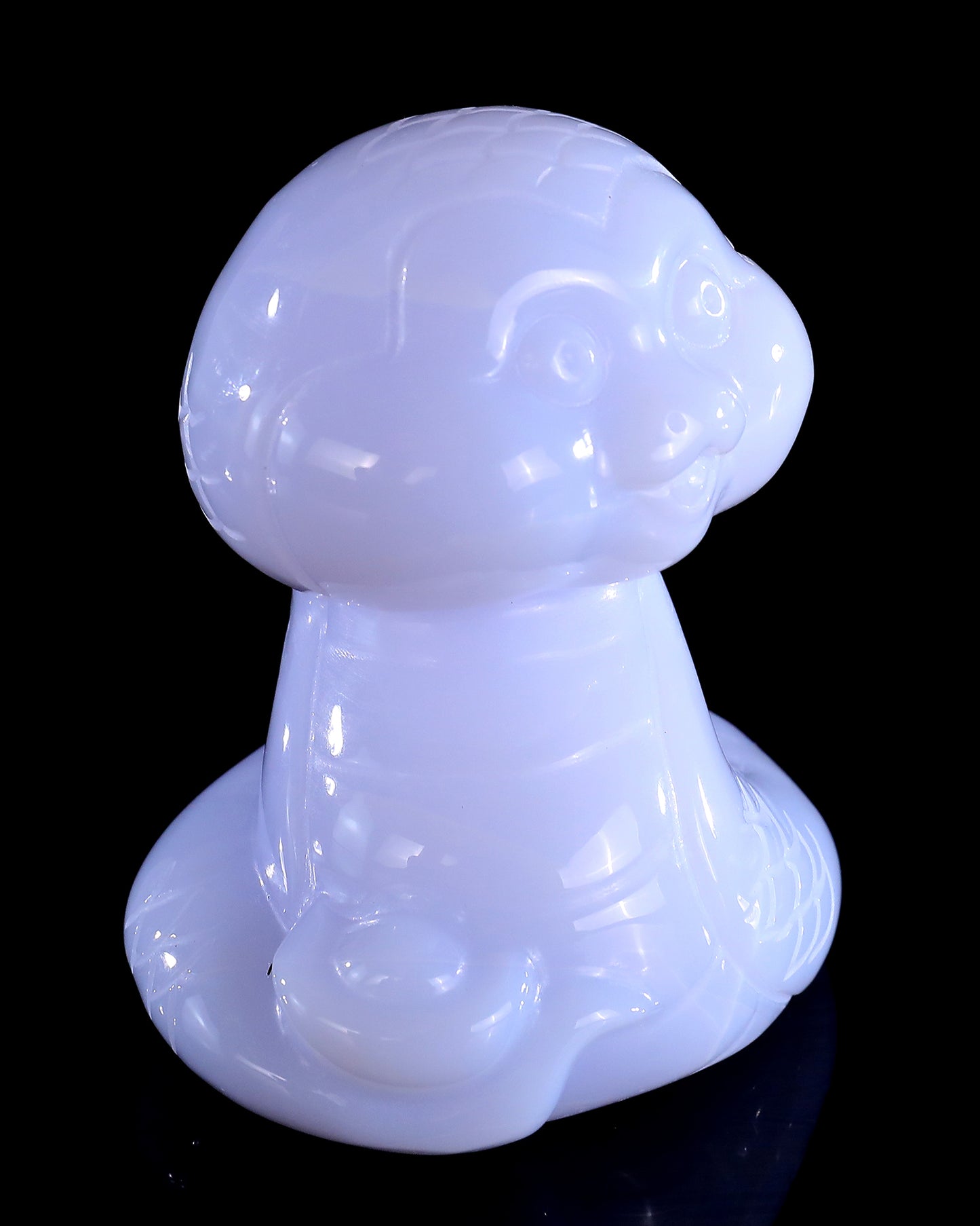 2.9" Blue Chalcedony Hand Carved Crystal Baby Snake Sculpture