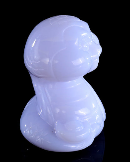 2.9" Blue Chalcedony Hand Carved Crystal Baby Snake Sculpture