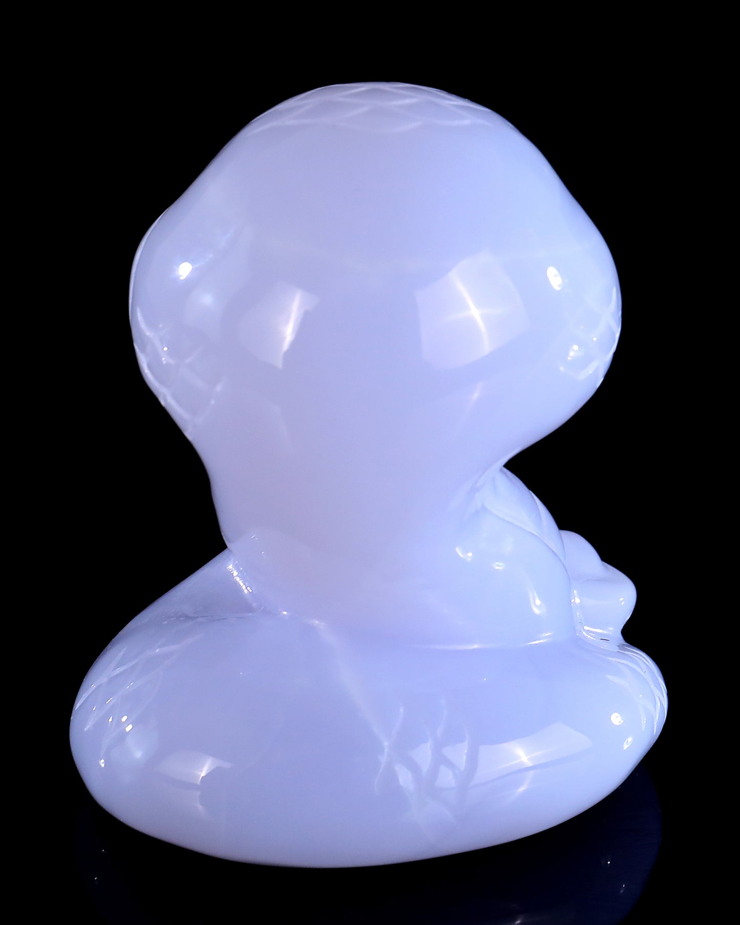 2.9" Blue Chalcedony Hand Carved Crystal Baby Snake Sculpture