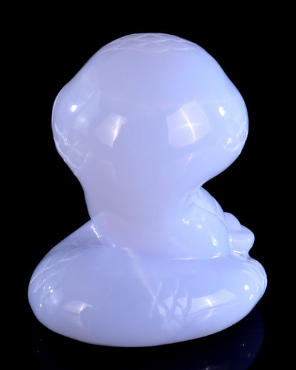 2.9" Blue Chalcedony Hand Carved Crystal Baby Snake Sculpture