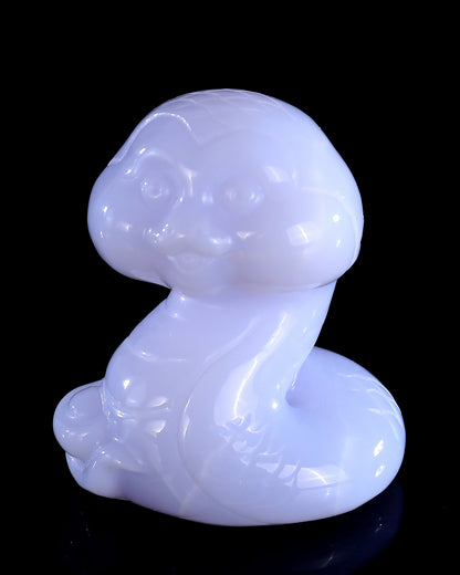 2.9" Blue Chalcedony Hand Carved Crystal Baby Snake Sculpture
