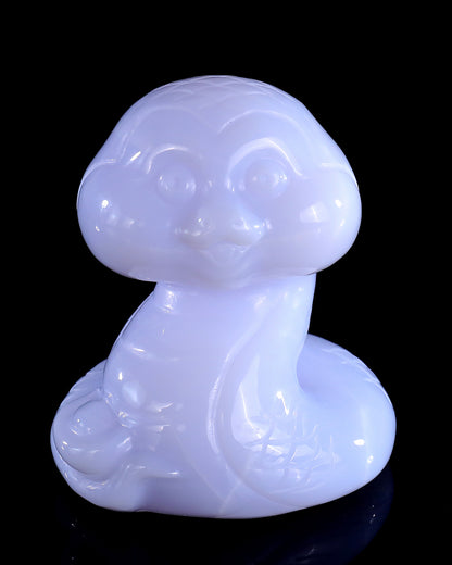 2.9" Blue Chalcedony Hand Carved Crystal Baby Snake Sculpture