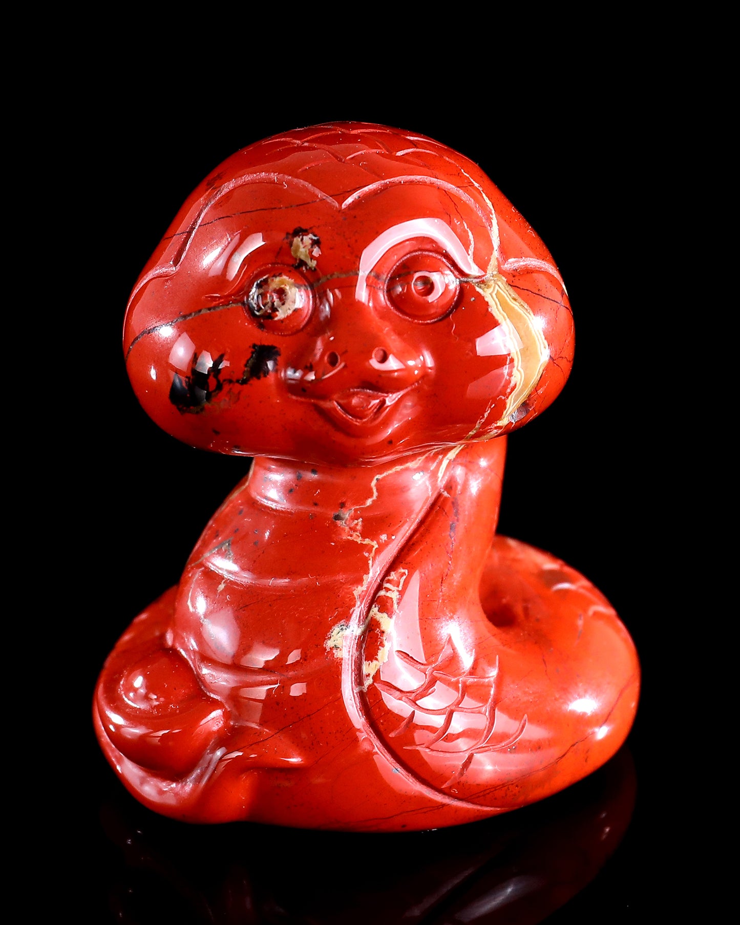 2.9" Red Jasper Hand Carved Crystal Baby Snake Sculpture