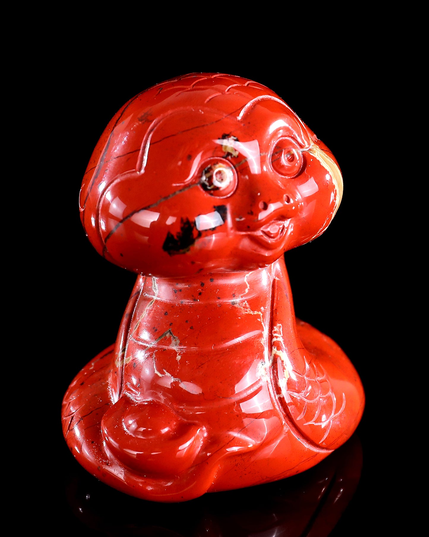 2.9" Red Jasper Hand Carved Crystal Baby Snake Sculpture