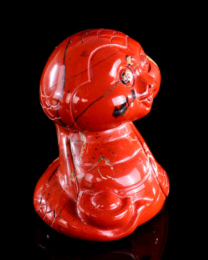 2.9" Red Jasper Hand Carved Crystal Baby Snake Sculpture