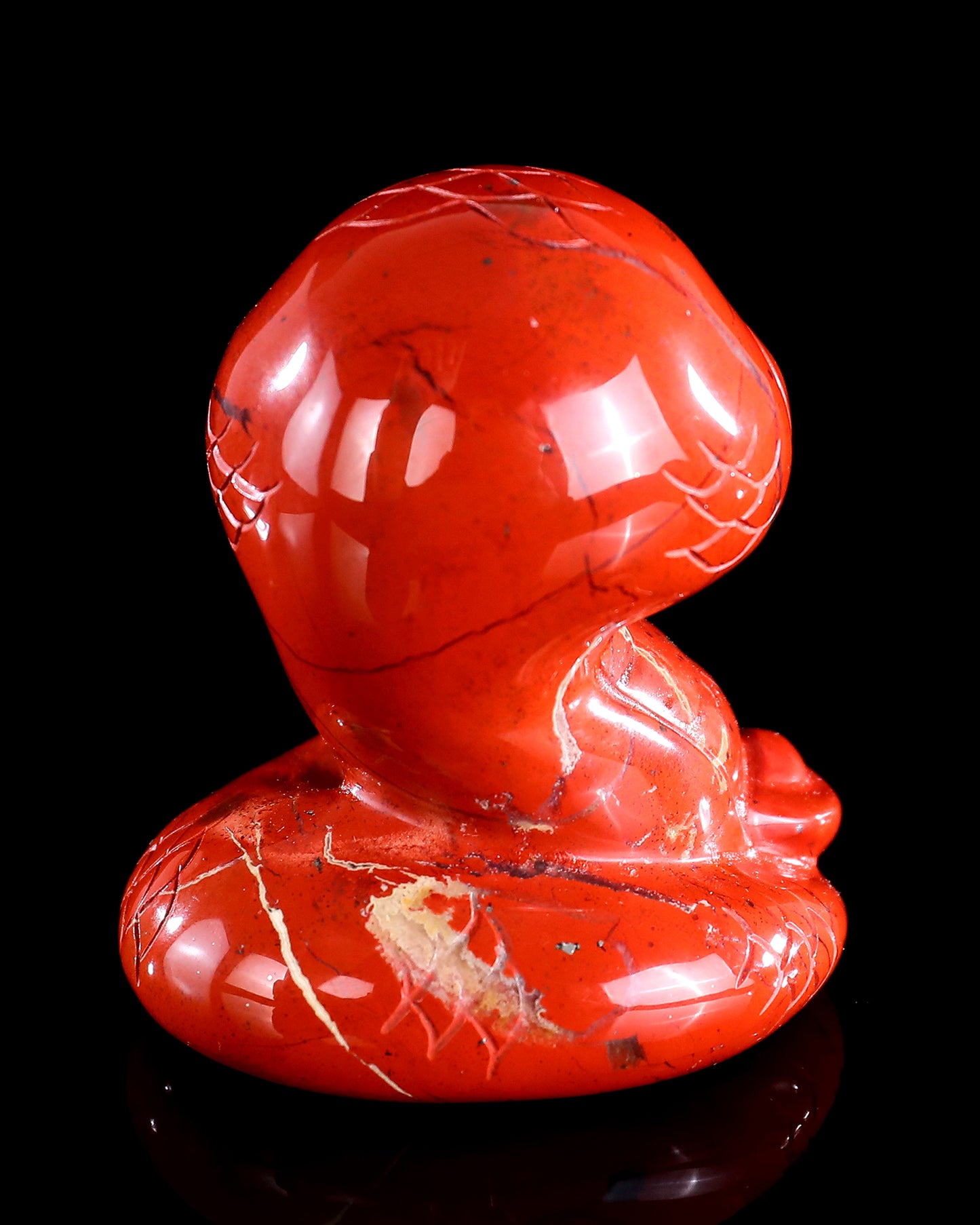 2.9" Red Jasper Hand Carved Crystal Baby Snake Sculpture