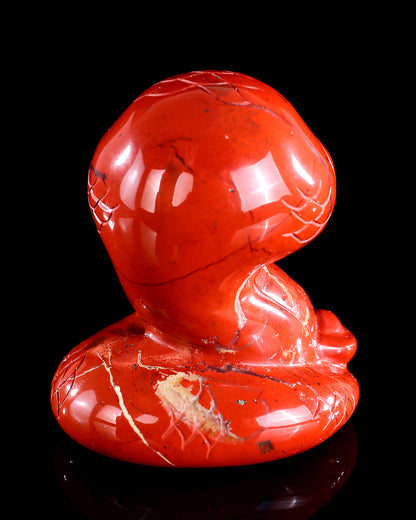 2.9" Red Jasper Hand Carved Crystal Baby Snake Sculpture