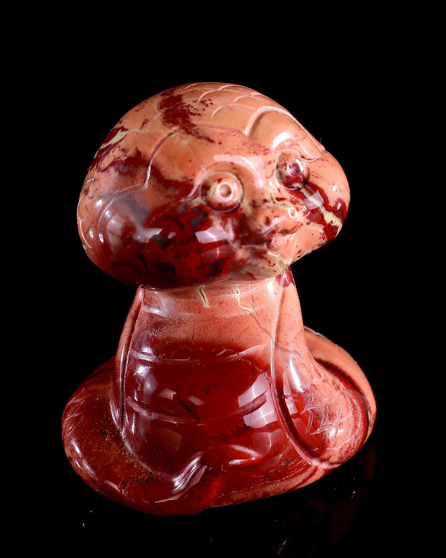 2.4" Red Jasper Hand Carved Crystal Baby Snake Sculpture