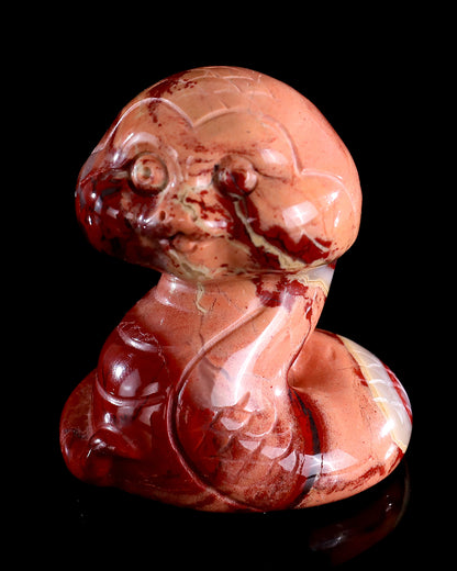 2.4" Red Jasper Hand Carved Crystal Baby Snake Sculpture