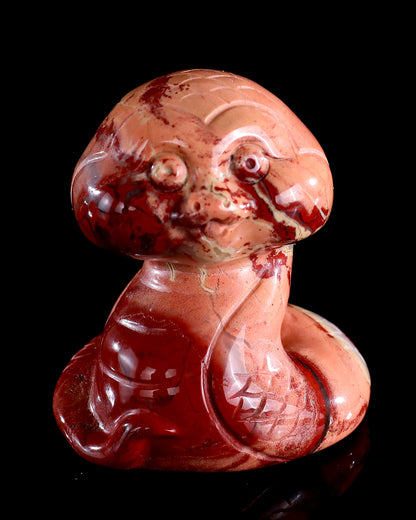 2.4" Red Jasper Hand Carved Crystal Baby Snake Sculpture