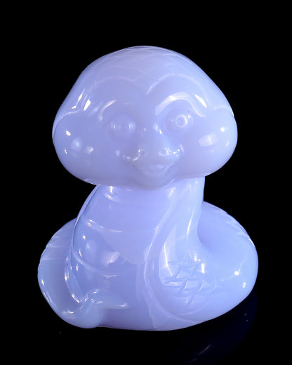 2.4" Blue Chalcedony Hand Carved Crystal Baby Snake Sculpture