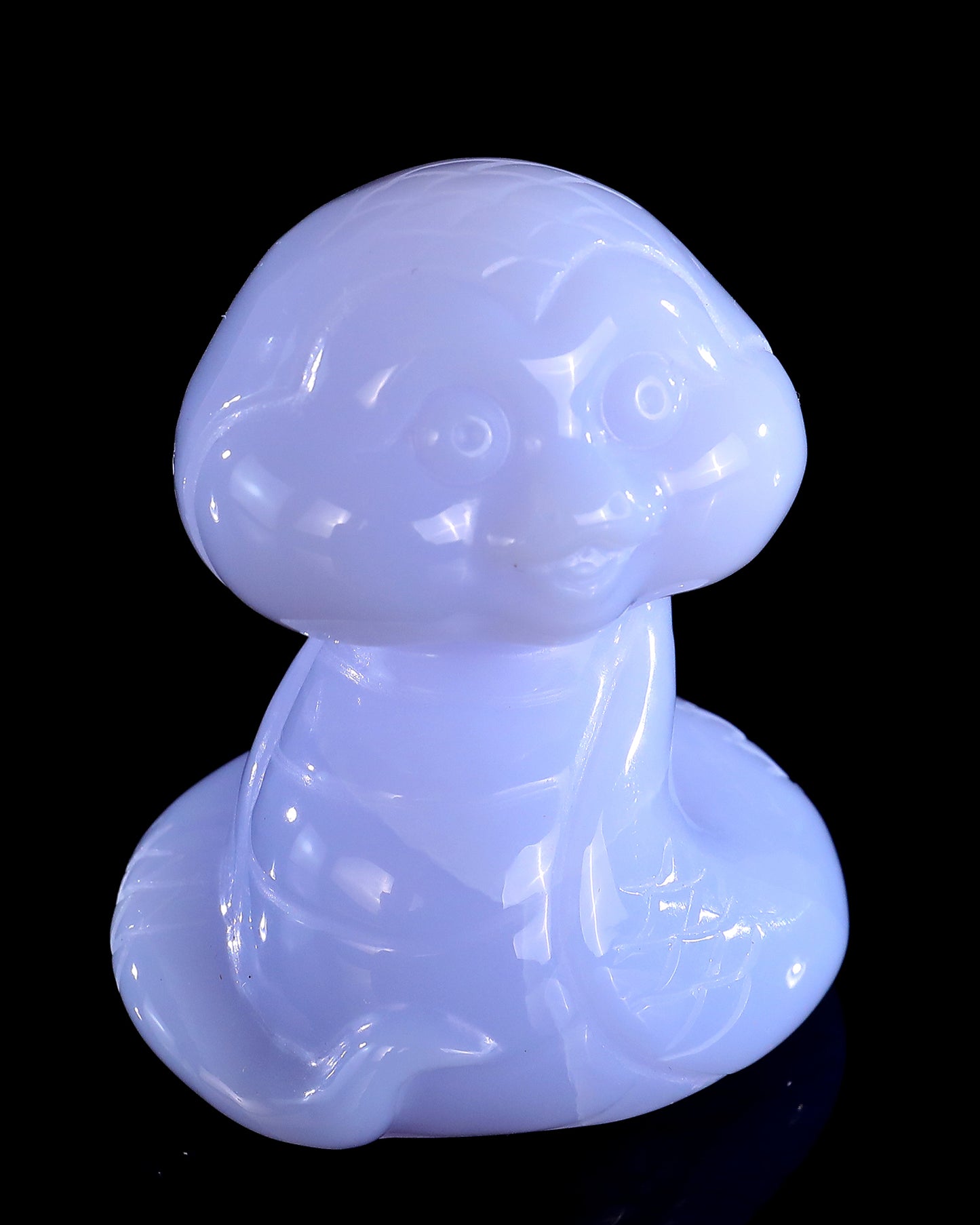 2.4" Blue Chalcedony Hand Carved Crystal Baby Snake Sculpture