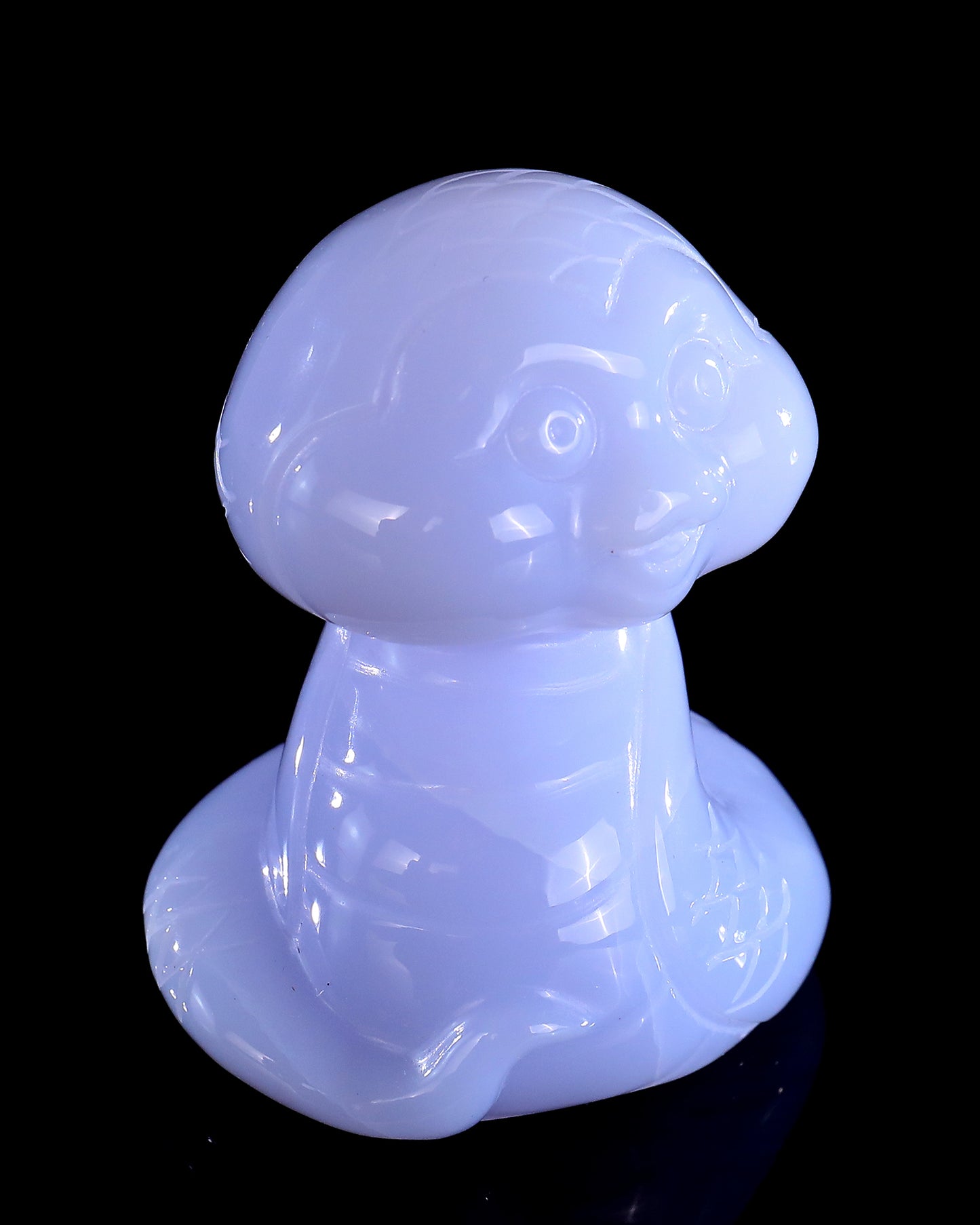 2.4" Blue Chalcedony Hand Carved Crystal Baby Snake Sculpture