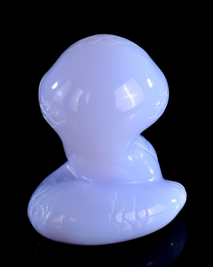 2.4" Blue Chalcedony Hand Carved Crystal Baby Snake Sculpture