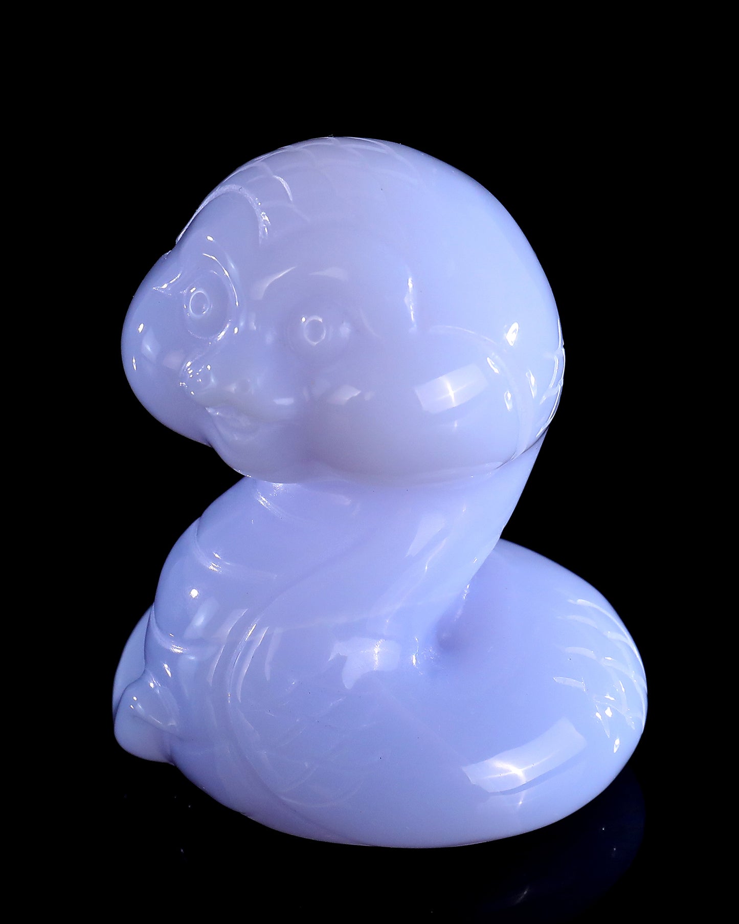 2.4" Blue Chalcedony Hand Carved Crystal Baby Snake Sculpture