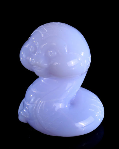 2.4" Blue Chalcedony Hand Carved Crystal Baby Snake Sculpture