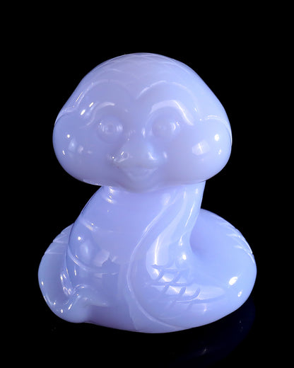 2.4" Blue Chalcedony Hand Carved Crystal Baby Snake Sculpture