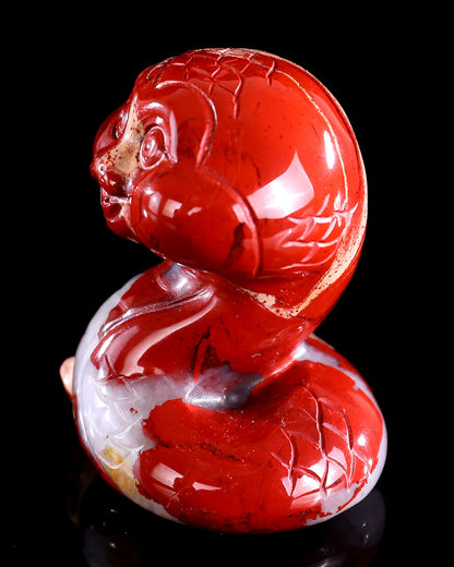 2.4" Red Jasper Hand Carved Crystal Baby Snake Sculpture