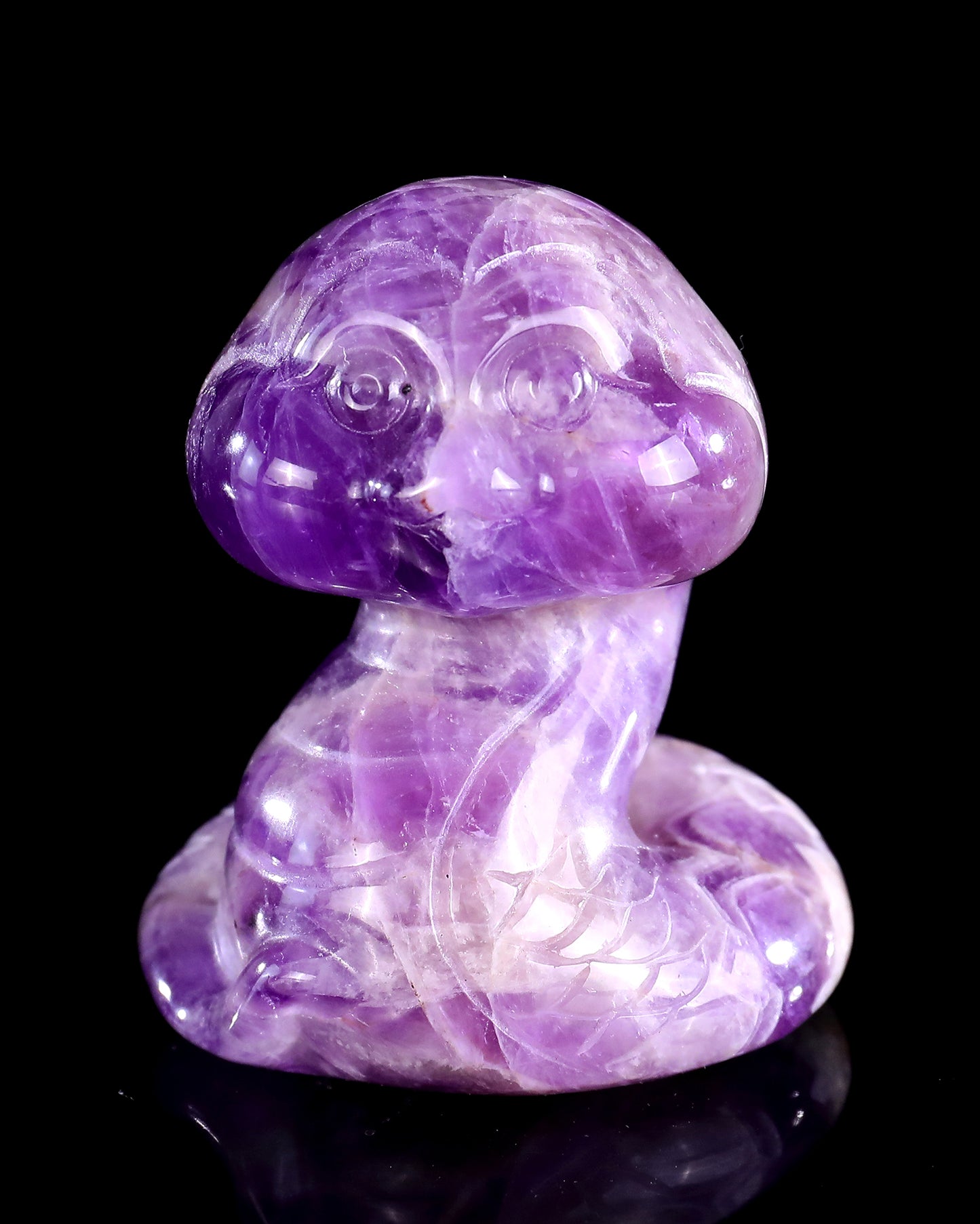 2.4" Amethyst Hand Carved Crystal Baby Snake Sculpture