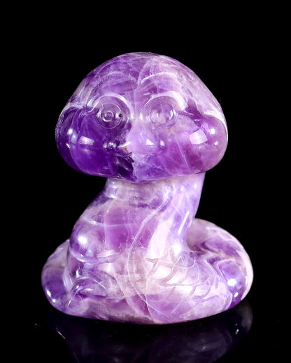 2.4" Amethyst Hand Carved Crystal Baby Snake Sculpture