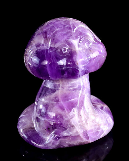 2.4" Amethyst Hand Carved Crystal Baby Snake Sculpture