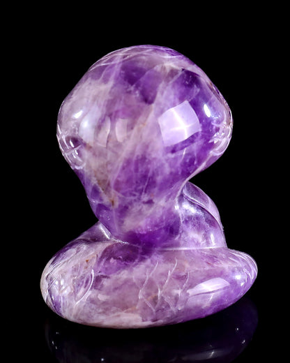 2.4" Amethyst Hand Carved Crystal Baby Snake Sculpture