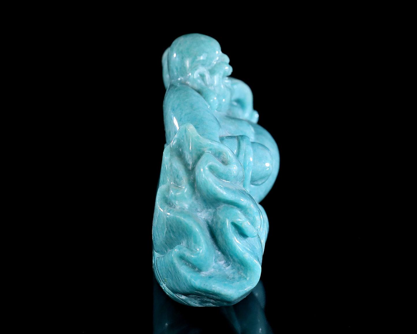 7.5" Amazonite Hand Carved Crystal Buddha Sculpture