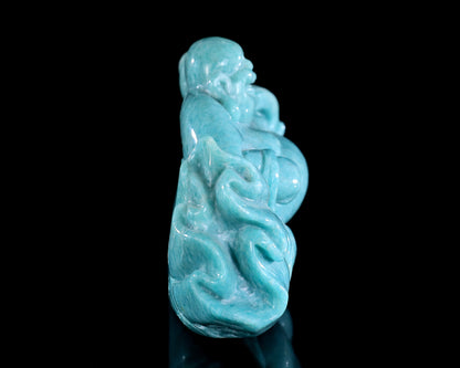 7.5" Amazonite Hand Carved Crystal Buddha Sculpture