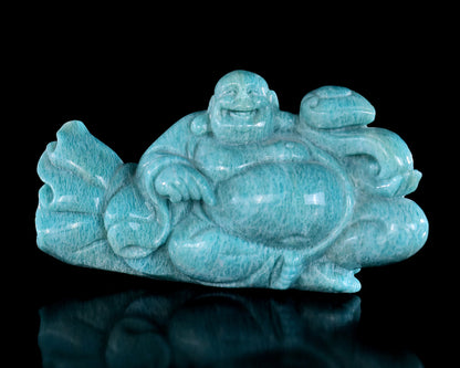 7.5" Amazonite Hand Carved Crystal Buddha Sculpture