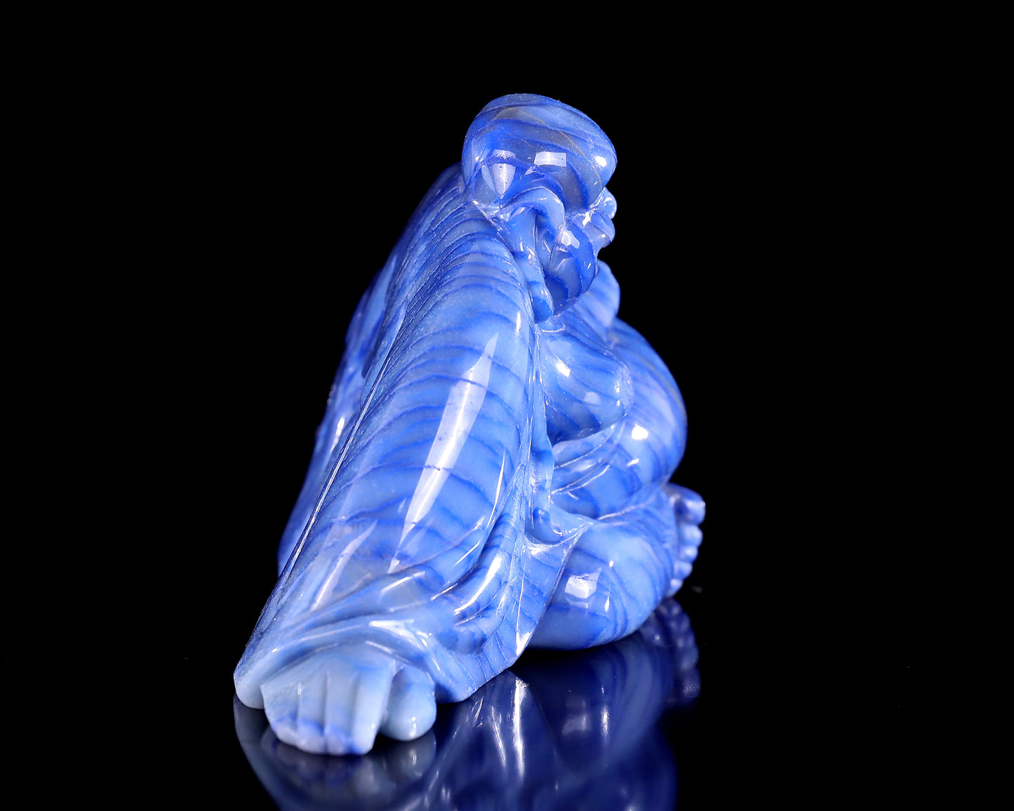 10" Blue Aventurine Hand Carved Crystal Buddha Sculpture