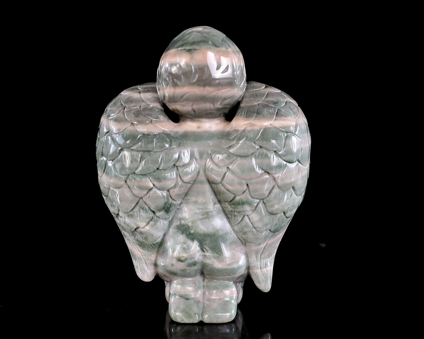 3.7" Jiulong Jade Hand Carved Crystal Angel Sculpture