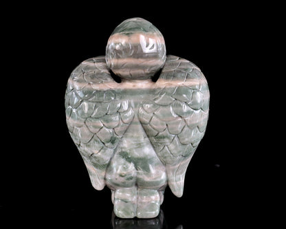 3.7" Jiulong Jade Hand Carved Crystal Angel Sculpture