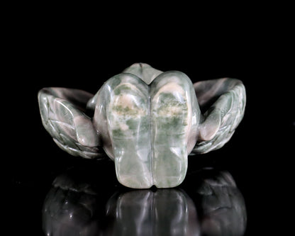 3.7" Jiulong Jade Hand Carved Crystal Angel Sculpture