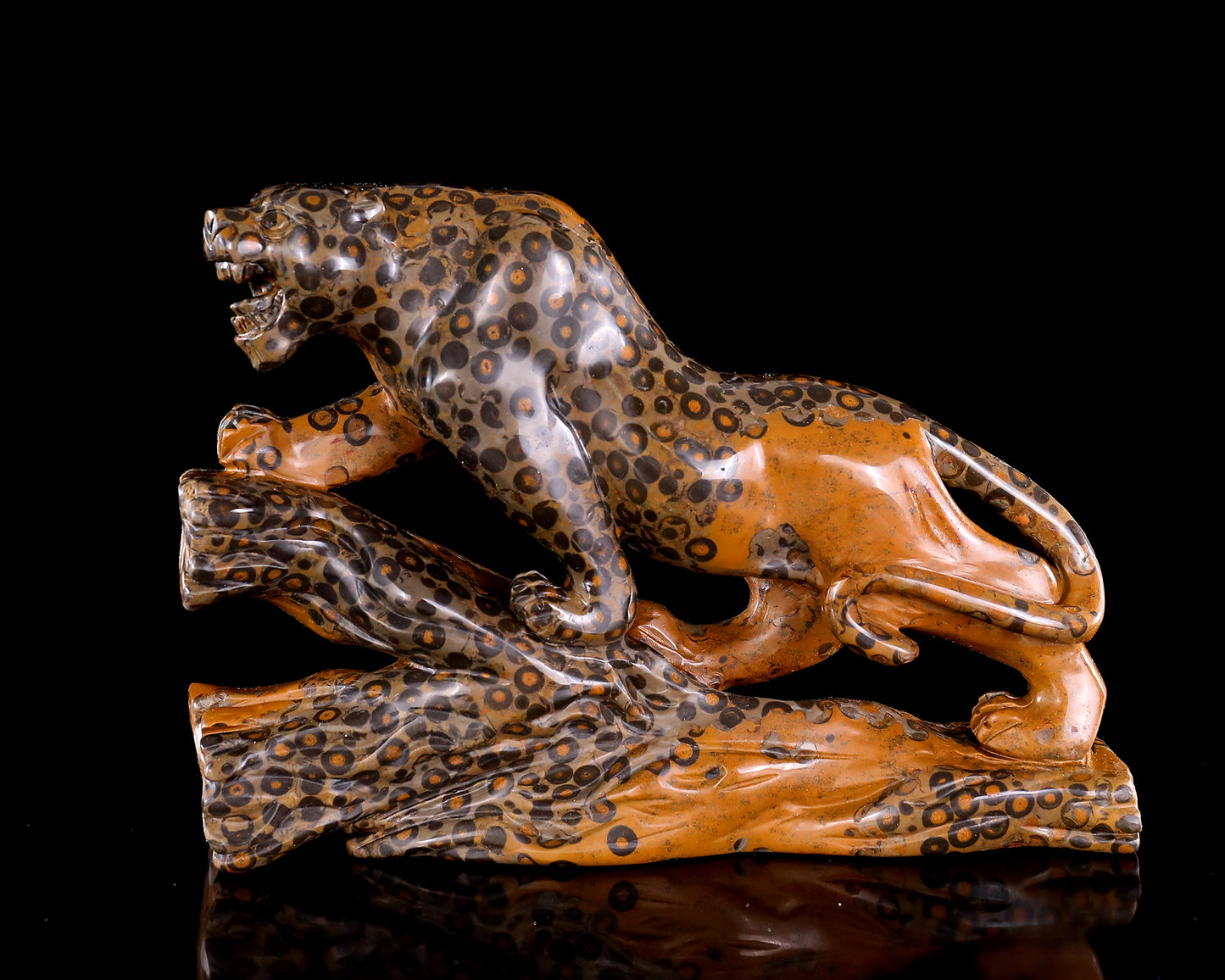 10.6" Leopard Skin Agate Hand Carved Crystal Leopard Sculpture