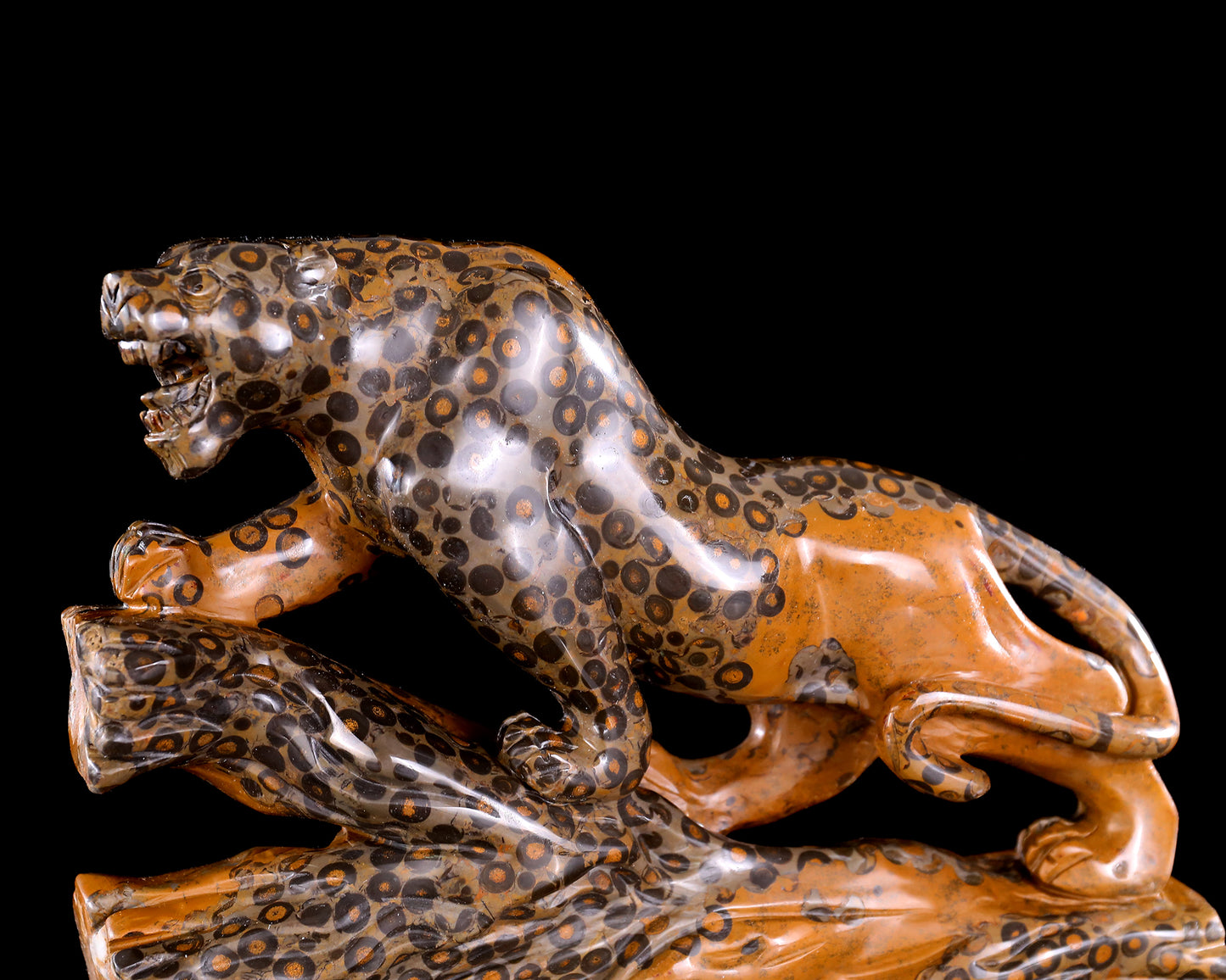 10.6" Leopard Skin Agate Hand Carved Crystal Leopard Sculpture