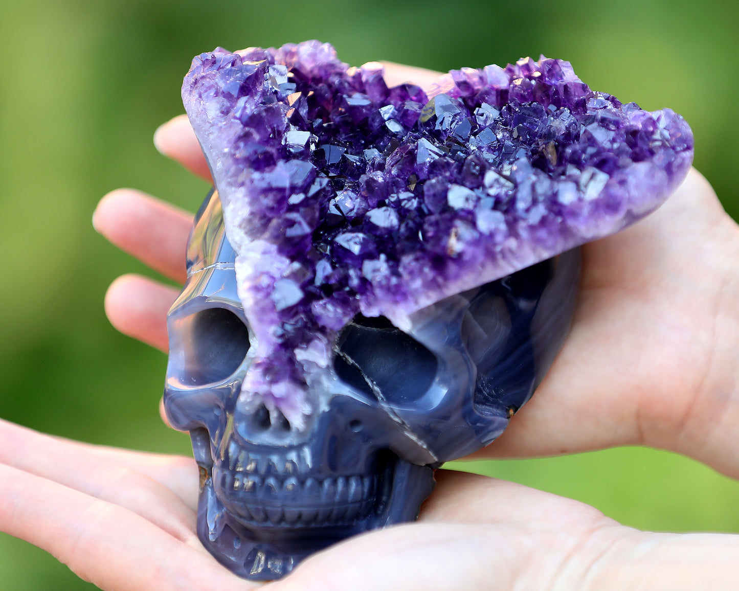 5.0" Amethyst Druse Agate Hand Carved Skull
