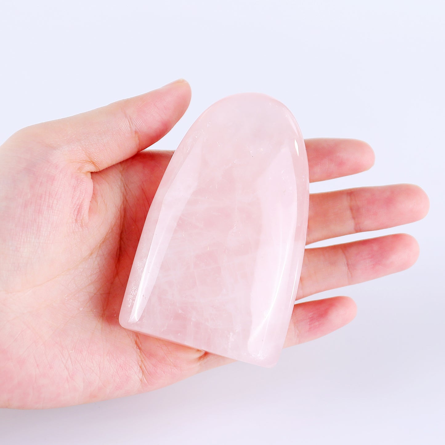 Natural Rose Quartz Hand Carved Crystal Polished Palm Stone,Hill Shape Palm Stone
