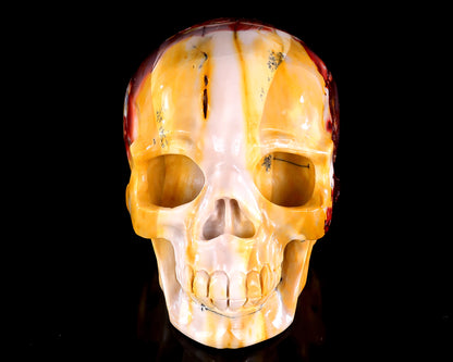 5.0" Colorful Mocha Agate Hand Carved Crystal Realistic Skull Sculpture