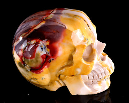 5.0" Colorful Mocha Agate Hand Carved Crystal Realistic Skull Sculpture